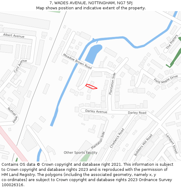 7, WADES AVENUE, NOTTINGHAM, NG7 5PJ: Location map and indicative extent of plot
