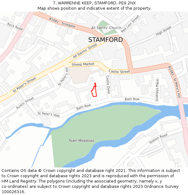 7, WARRENNE KEEP, STAMFORD, PE9 2NX: Location map and indicative extent of plot