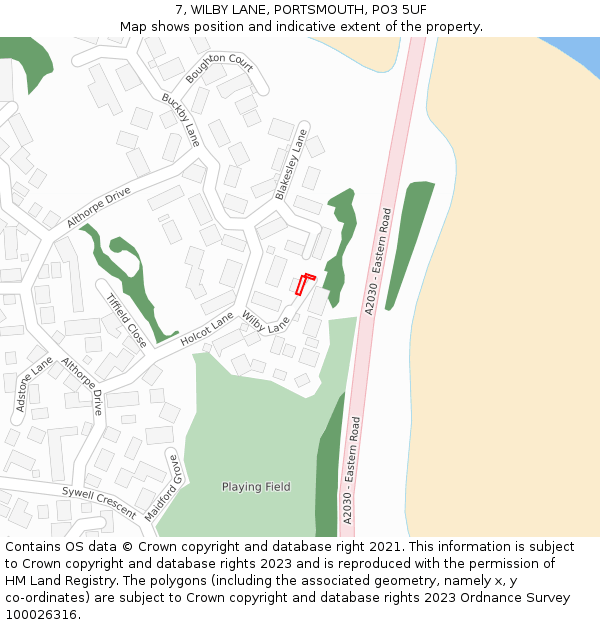 7, WILBY LANE, PORTSMOUTH, PO3 5UF: Location map and indicative extent of plot