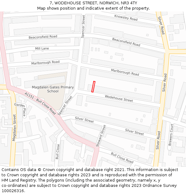 7, WODEHOUSE STREET, NORWICH, NR3 4TY: Location map and indicative extent of plot