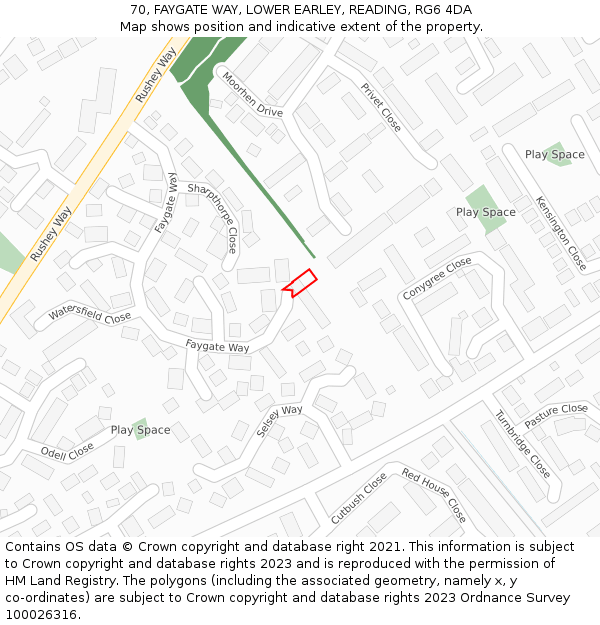 70, FAYGATE WAY, LOWER EARLEY, READING, RG6 4DA: Location map and indicative extent of plot