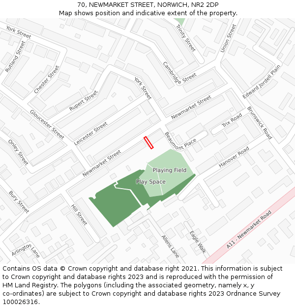 70, NEWMARKET STREET, NORWICH, NR2 2DP: Location map and indicative extent of plot