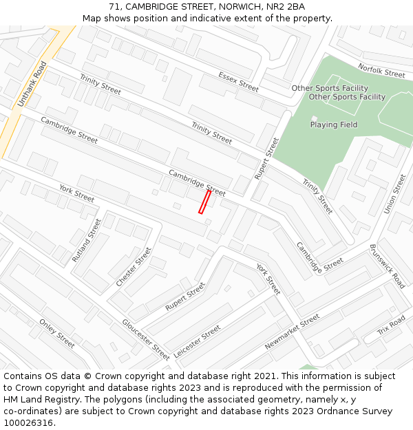 71, CAMBRIDGE STREET, NORWICH, NR2 2BA: Location map and indicative extent of plot
