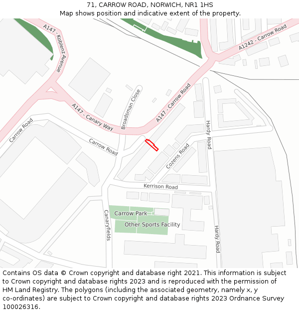 71, CARROW ROAD, NORWICH, NR1 1HS: Location map and indicative extent of plot