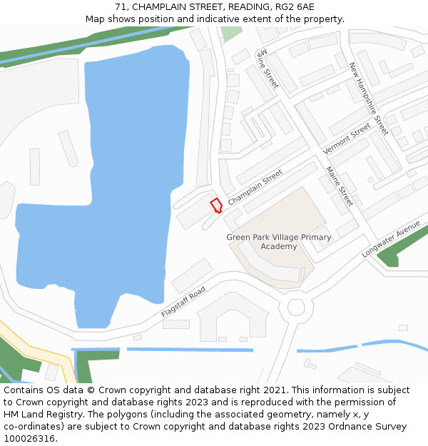 71, CHAMPLAIN STREET, READING, RG2 6AE: Location map and indicative extent of plot