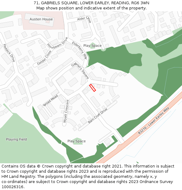 71, GABRIELS SQUARE, LOWER EARLEY, READING, RG6 3WN: Location map and indicative extent of plot