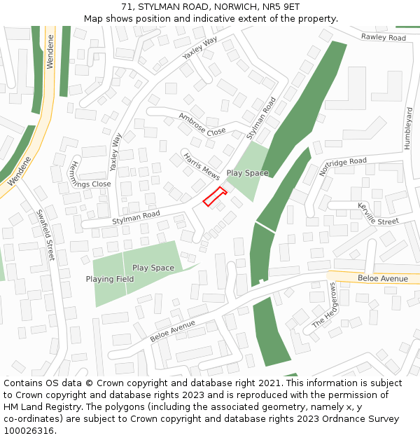 71, STYLMAN ROAD, NORWICH, NR5 9ET: Location map and indicative extent of plot