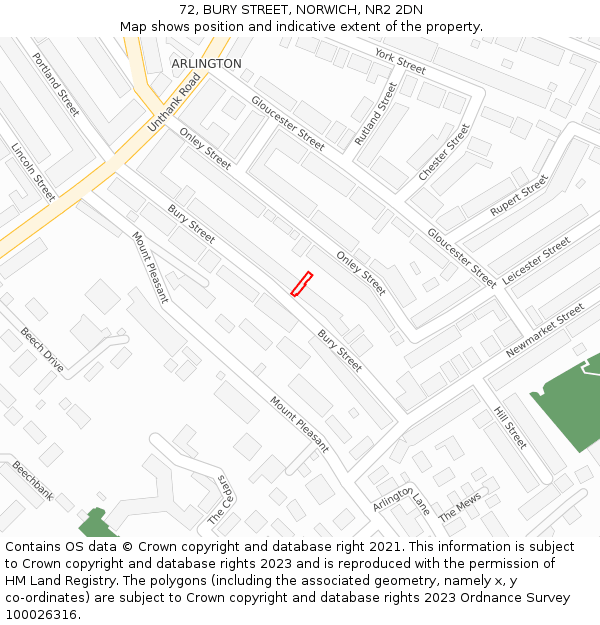 72, BURY STREET, NORWICH, NR2 2DN: Location map and indicative extent of plot