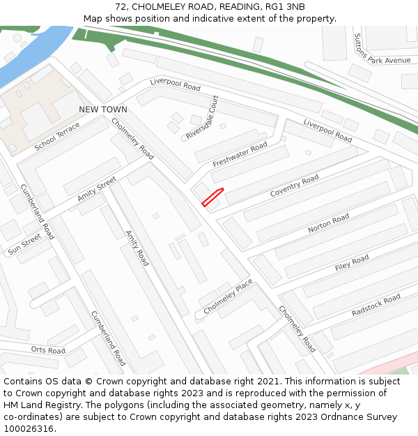72, CHOLMELEY ROAD, READING, RG1 3NB: Location map and indicative extent of plot