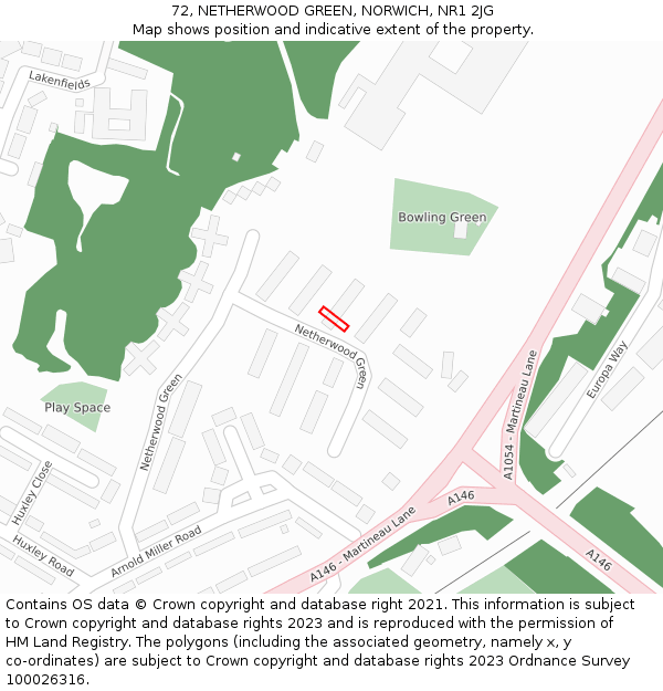 72, NETHERWOOD GREEN, NORWICH, NR1 2JG: Location map and indicative extent of plot