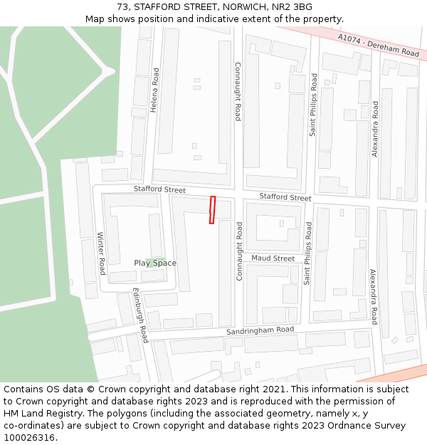 73, STAFFORD STREET, NORWICH, NR2 3BG: Location map and indicative extent of plot