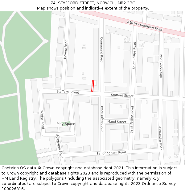 74, STAFFORD STREET, NORWICH, NR2 3BG: Location map and indicative extent of plot