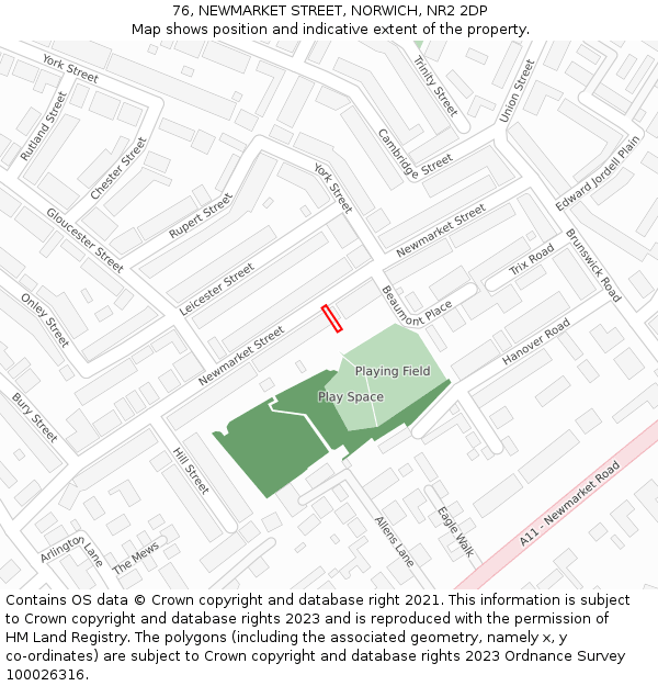 76, NEWMARKET STREET, NORWICH, NR2 2DP: Location map and indicative extent of plot