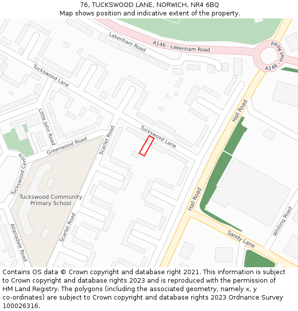 76, TUCKSWOOD LANE, NORWICH, NR4 6BQ: Location map and indicative extent of plot
