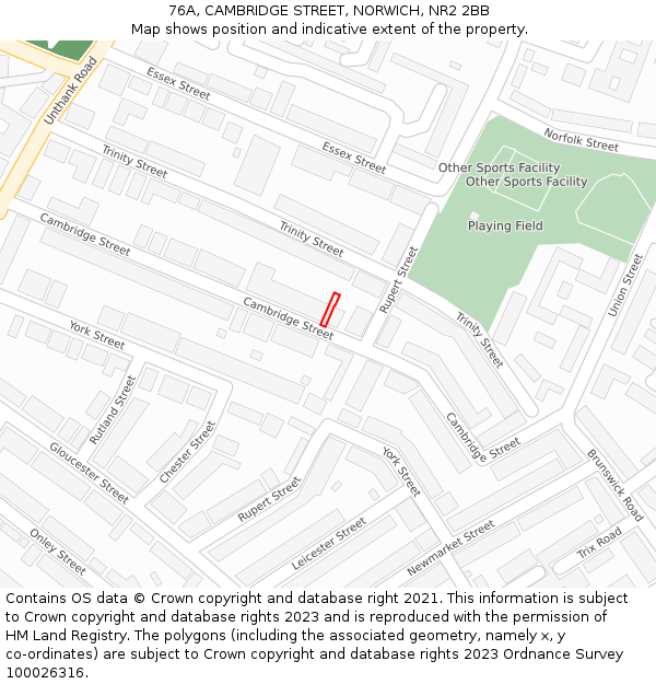 76A, CAMBRIDGE STREET, NORWICH, NR2 2BB: Location map and indicative extent of plot