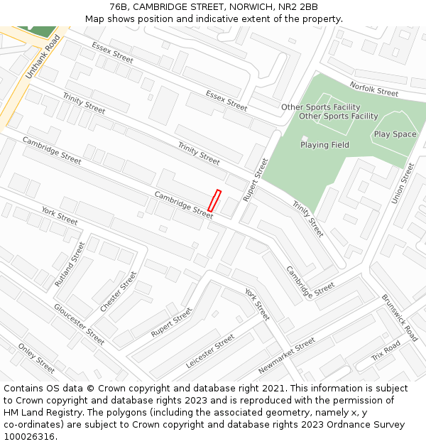 76B, CAMBRIDGE STREET, NORWICH, NR2 2BB: Location map and indicative extent of plot