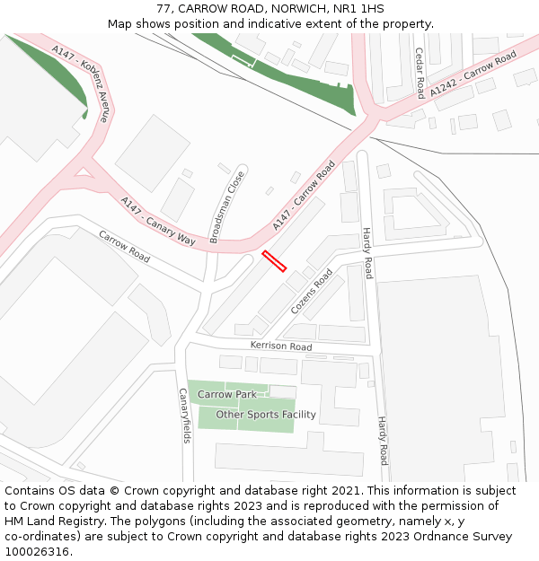 77, CARROW ROAD, NORWICH, NR1 1HS: Location map and indicative extent of plot
