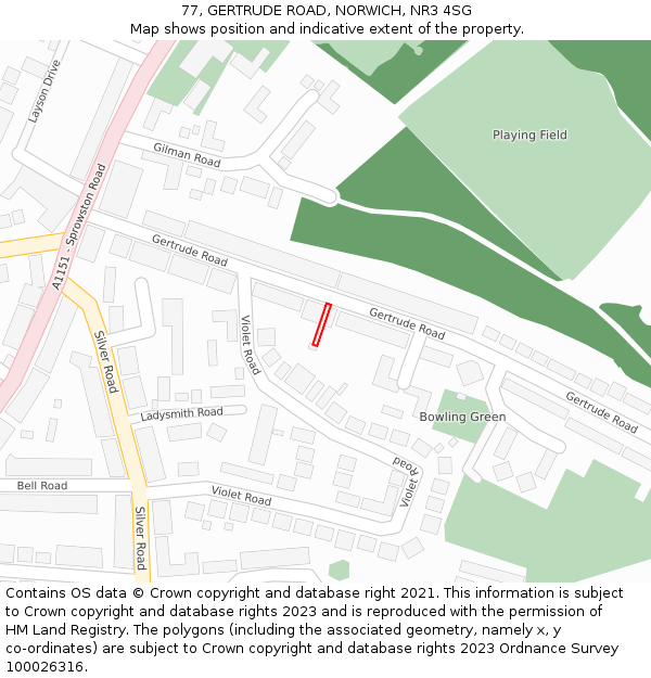 77, GERTRUDE ROAD, NORWICH, NR3 4SG: Location map and indicative extent of plot