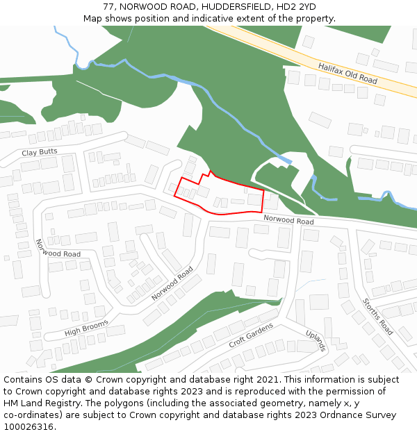 77, NORWOOD ROAD, HUDDERSFIELD, HD2 2YD: Location map and indicative extent of plot