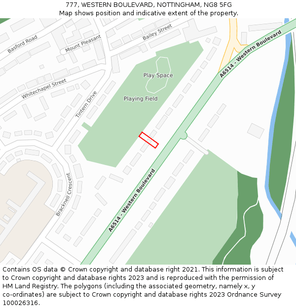 777, WESTERN BOULEVARD, NOTTINGHAM, NG8 5FG: Location map and indicative extent of plot