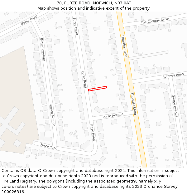 78, FURZE ROAD, NORWICH, NR7 0AT: Location map and indicative extent of plot