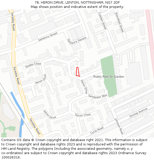 78, HERON DRIVE, LENTON, NOTTINGHAM, NG7 2DF: Location map and indicative extent of plot