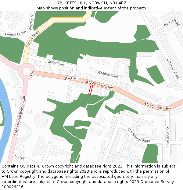 78, KETTS HILL, NORWICH, NR1 4EZ: Location map and indicative extent of plot