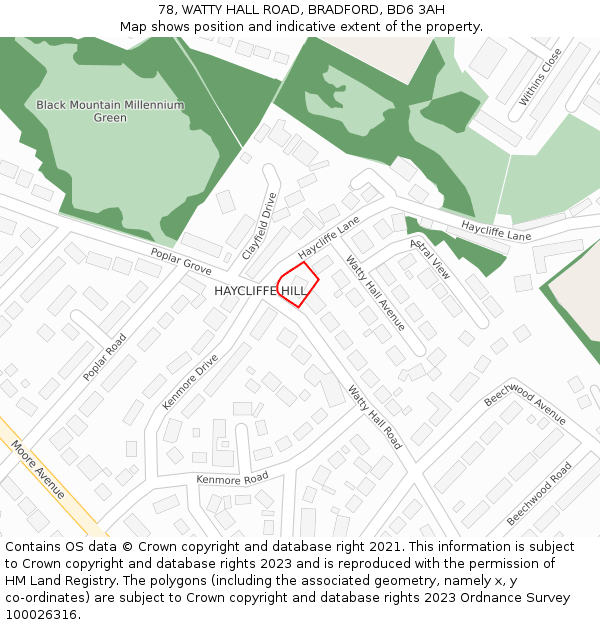 78, WATTY HALL ROAD, BRADFORD, BD6 3AH: Location map and indicative extent of plot