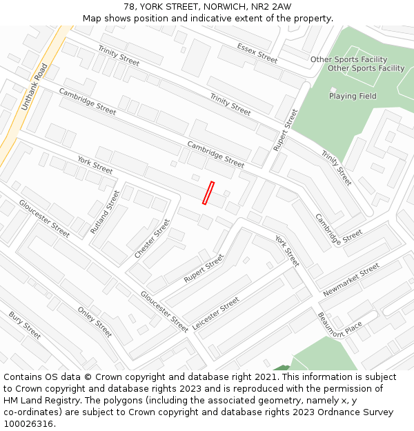 78, YORK STREET, NORWICH, NR2 2AW: Location map and indicative extent of plot