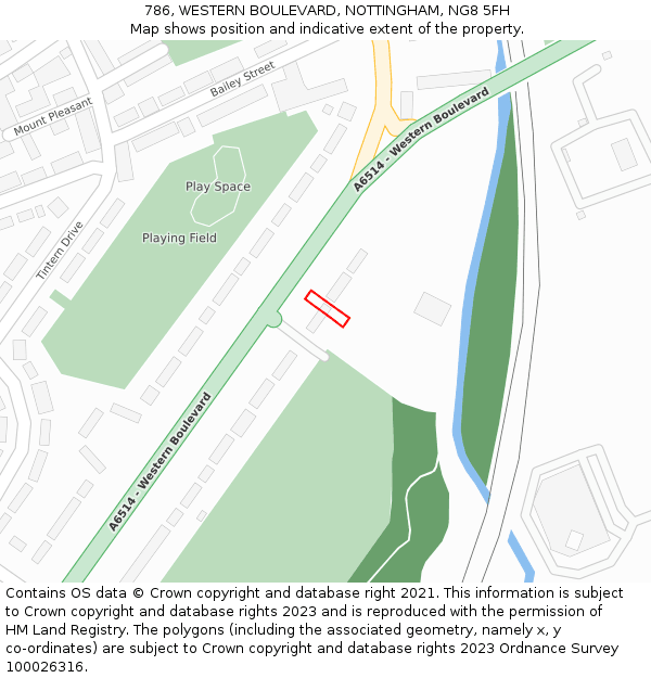 786, WESTERN BOULEVARD, NOTTINGHAM, NG8 5FH: Location map and indicative extent of plot