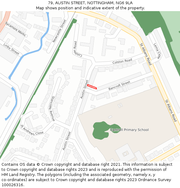 79, AUSTIN STREET, NOTTINGHAM, NG6 9LA: Location map and indicative extent of plot