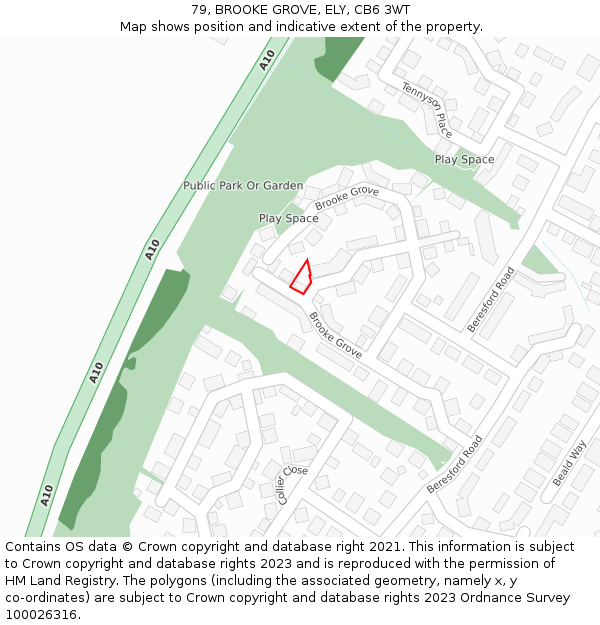 79, BROOKE GROVE, ELY, CB6 3WT: Location map and indicative extent of plot
