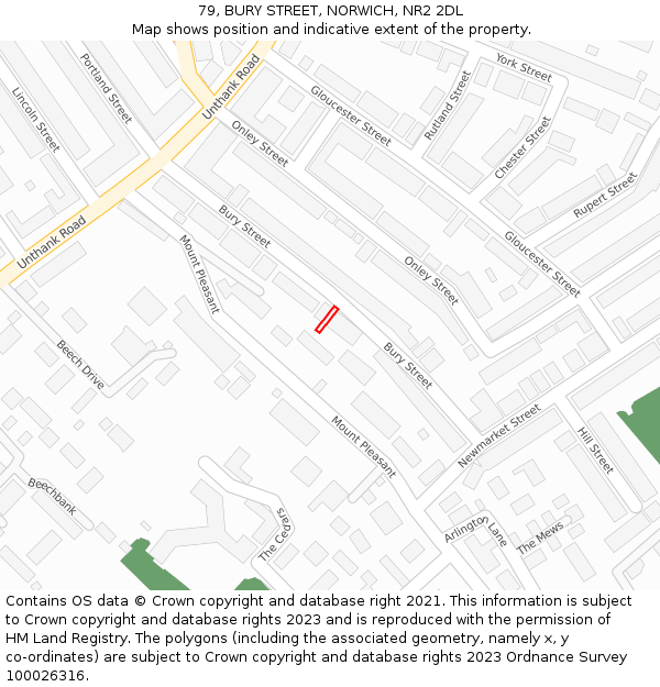 79, BURY STREET, NORWICH, NR2 2DL: Location map and indicative extent of plot