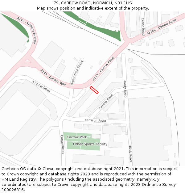 79, CARROW ROAD, NORWICH, NR1 1HS: Location map and indicative extent of plot