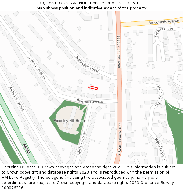 79, EASTCOURT AVENUE, EARLEY, READING, RG6 1HH: Location map and indicative extent of plot
