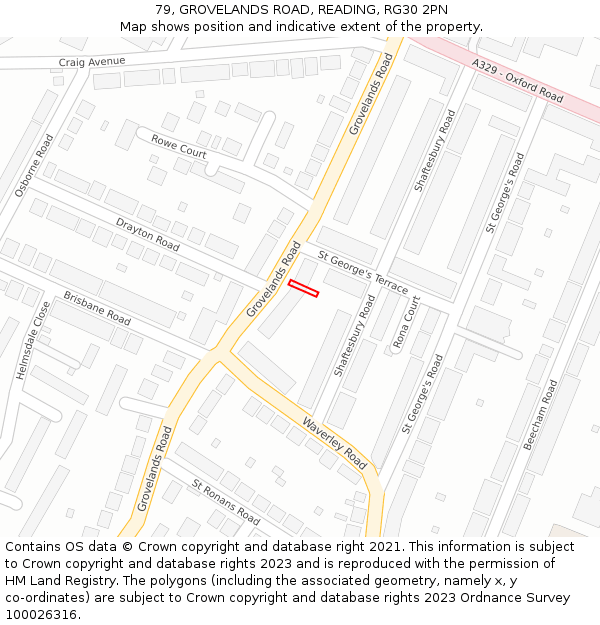 79, GROVELANDS ROAD, READING, RG30 2PN: Location map and indicative extent of plot