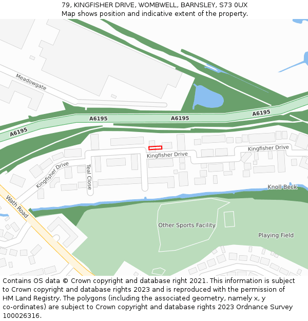 79, KINGFISHER DRIVE, WOMBWELL, BARNSLEY, S73 0UX: Location map and indicative extent of plot