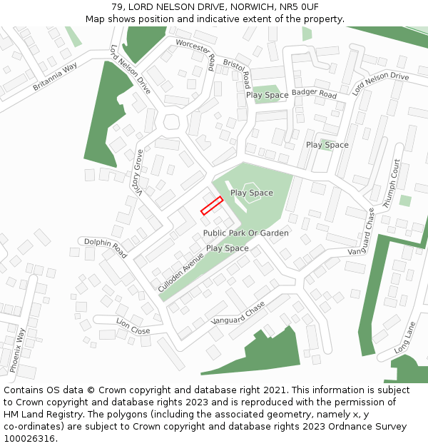 79, LORD NELSON DRIVE, NORWICH, NR5 0UF: Location map and indicative extent of plot