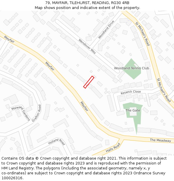 79, MAYFAIR, TILEHURST, READING, RG30 4RB: Location map and indicative extent of plot