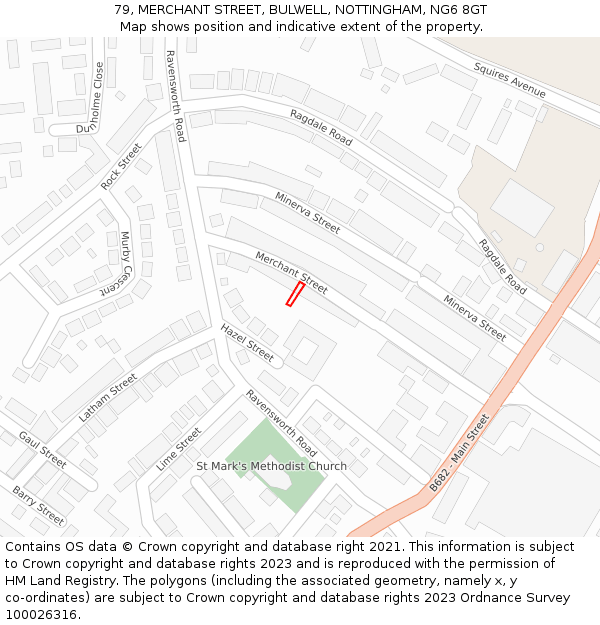 79, MERCHANT STREET, BULWELL, NOTTINGHAM, NG6 8GT: Location map and indicative extent of plot