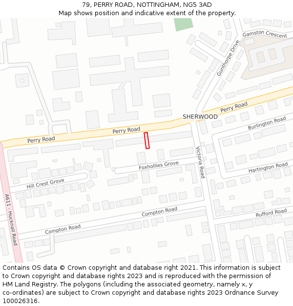 79, PERRY ROAD, NOTTINGHAM, NG5 3AD: Location map and indicative extent of plot