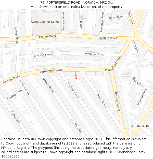 79, PORTERSFIELD ROAD, NORWICH, NR2 3JU: Location map and indicative extent of plot