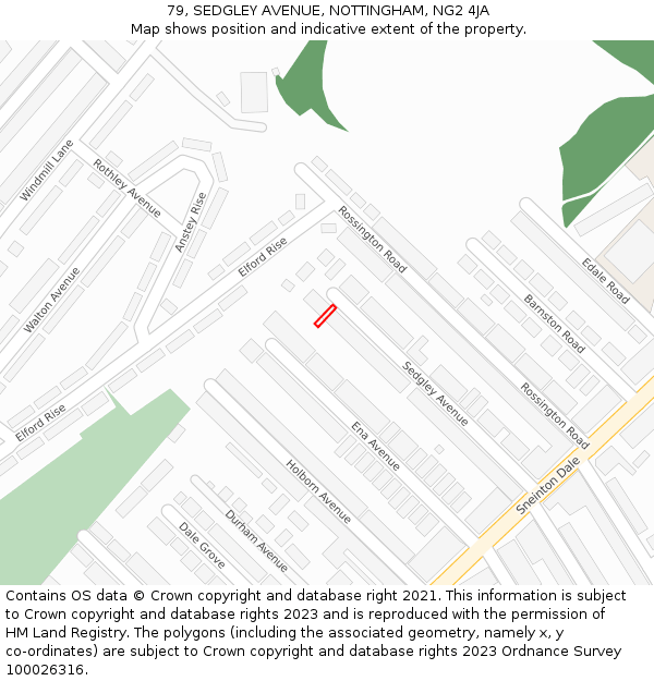 79, SEDGLEY AVENUE, NOTTINGHAM, NG2 4JA: Location map and indicative extent of plot
