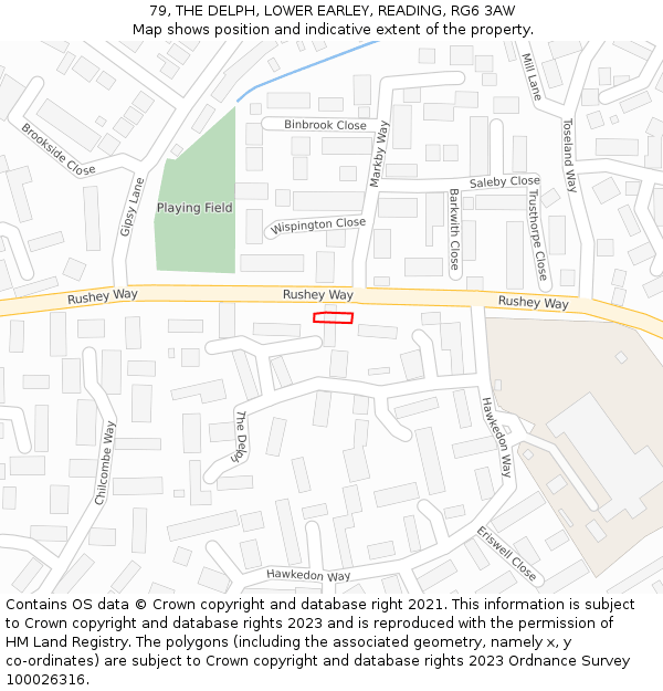 79, THE DELPH, LOWER EARLEY, READING, RG6 3AW: Location map and indicative extent of plot