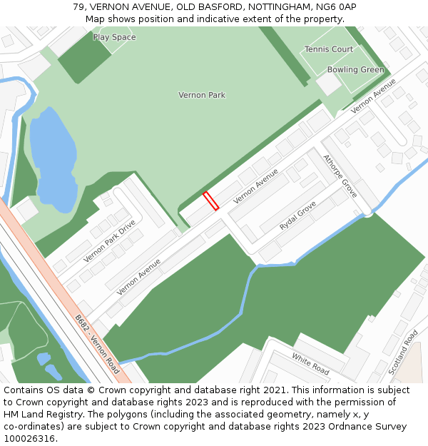 79, VERNON AVENUE, OLD BASFORD, NOTTINGHAM, NG6 0AP: Location map and indicative extent of plot