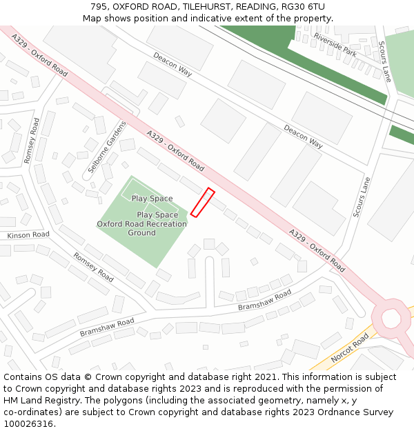 795, OXFORD ROAD, TILEHURST, READING, RG30 6TU: Location map and indicative extent of plot