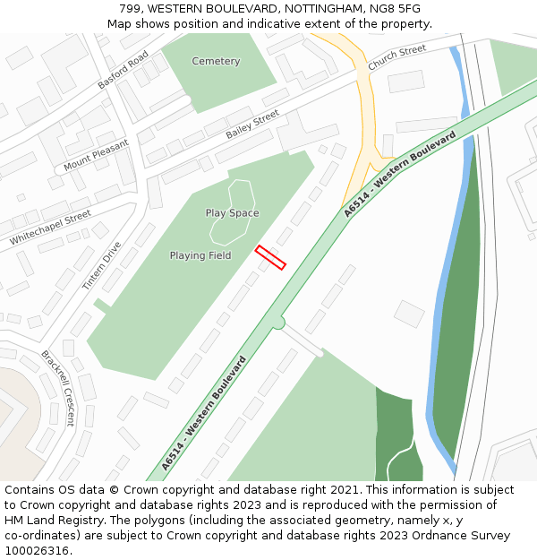 799, WESTERN BOULEVARD, NOTTINGHAM, NG8 5FG: Location map and indicative extent of plot