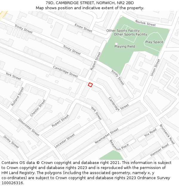 79D, CAMBRIDGE STREET, NORWICH, NR2 2BD: Location map and indicative extent of plot