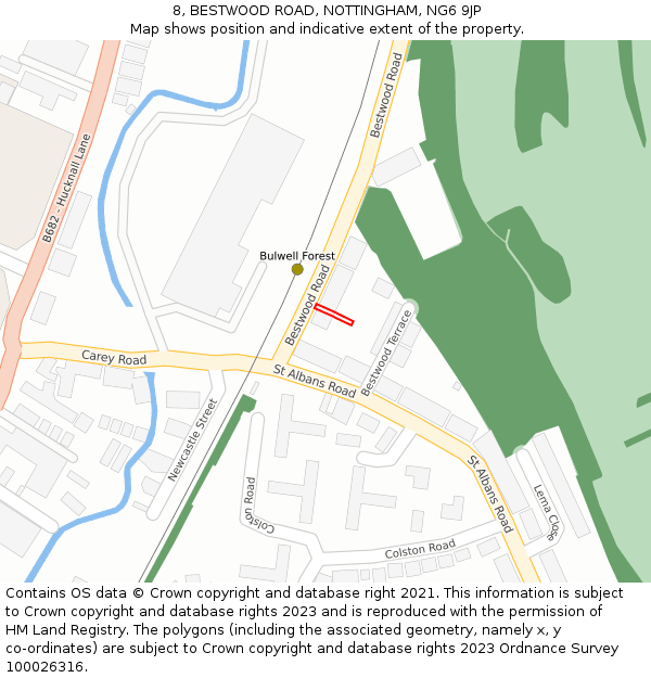 8, BESTWOOD ROAD, NOTTINGHAM, NG6 9JP: Location map and indicative extent of plot