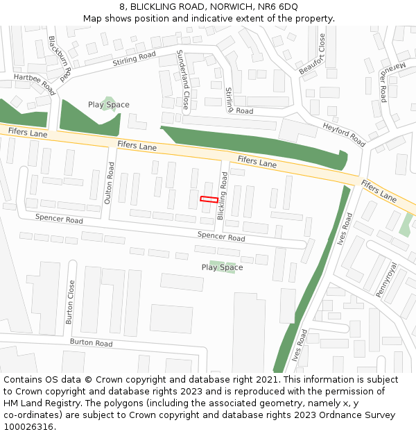 8, BLICKLING ROAD, NORWICH, NR6 6DQ: Location map and indicative extent of plot